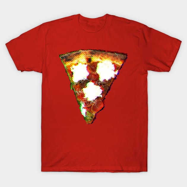 Pizza Slice Snack Glitch T-Shirt by SABREart